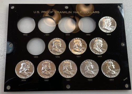 Franklin Half Dollar Proof Set 9 Of 14 Coin - Capital Plastics Holder 1950-1963