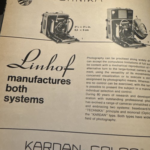 VTG LINHOF TECHNIKA LARGE FORMAT CAMERA GENERAL CATALOG INFORMATION