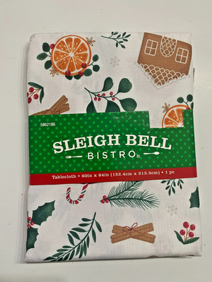 NEW SLEIGH BELL BISTRO GINGERBREAD 60 IN X 84 IN CHRISTMAS TABLECLOTH FREE SHIP