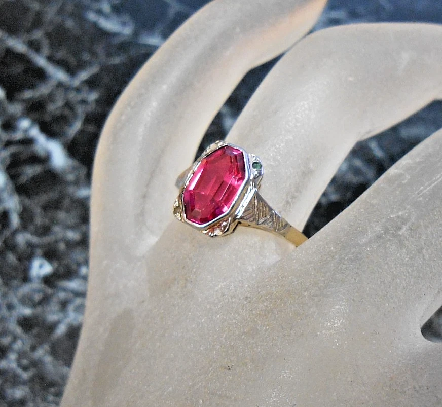 Bague Ancienne Pierre Dorée - Taille 56/57 - Occasion état Porté