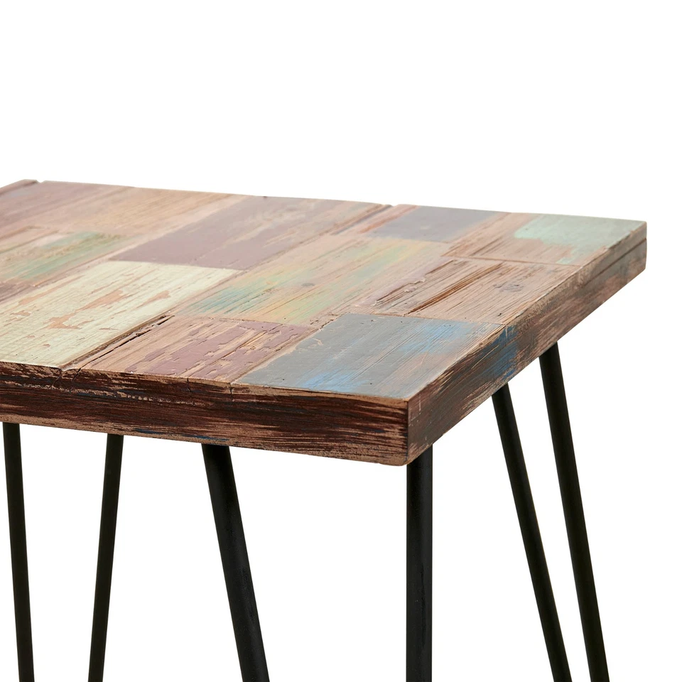 Mesa auxiliar de madera recuperada Greenage con horquilla cuadrada tallada patas mesa auxiliar Foto 4 de 4