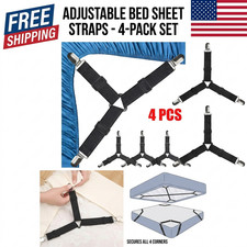 4Bed Sheet Fasteners Adjustable Elastic Suspenders Straps Mattress Covers Clips