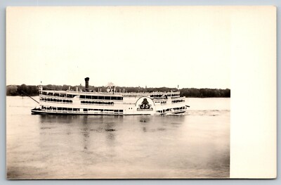 RPPC J S Deluxe River Steamer Excursion Boat 1919 - 1939 Real Photo Postcard AZO