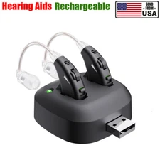 JINGHAO 1 Pair Rechargeable Hearing Aid Sound Ear Device Hearing Amplifier US