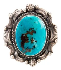 Navajo Native American Kingman Turquoise Ring Size 9 3/4 by B Lee SKU232965