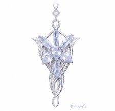 Arwens Abendstern Replik mit 7 diamantähnlichen Zirkon-Kristallen, hard Platined