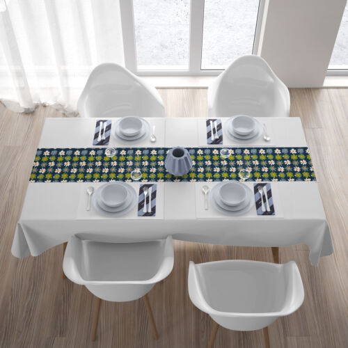 Corredor de Mesa Retro Estilo Vintage Azul Años 60 70 Flores Florales Años 708 - Imagen 3 de 3