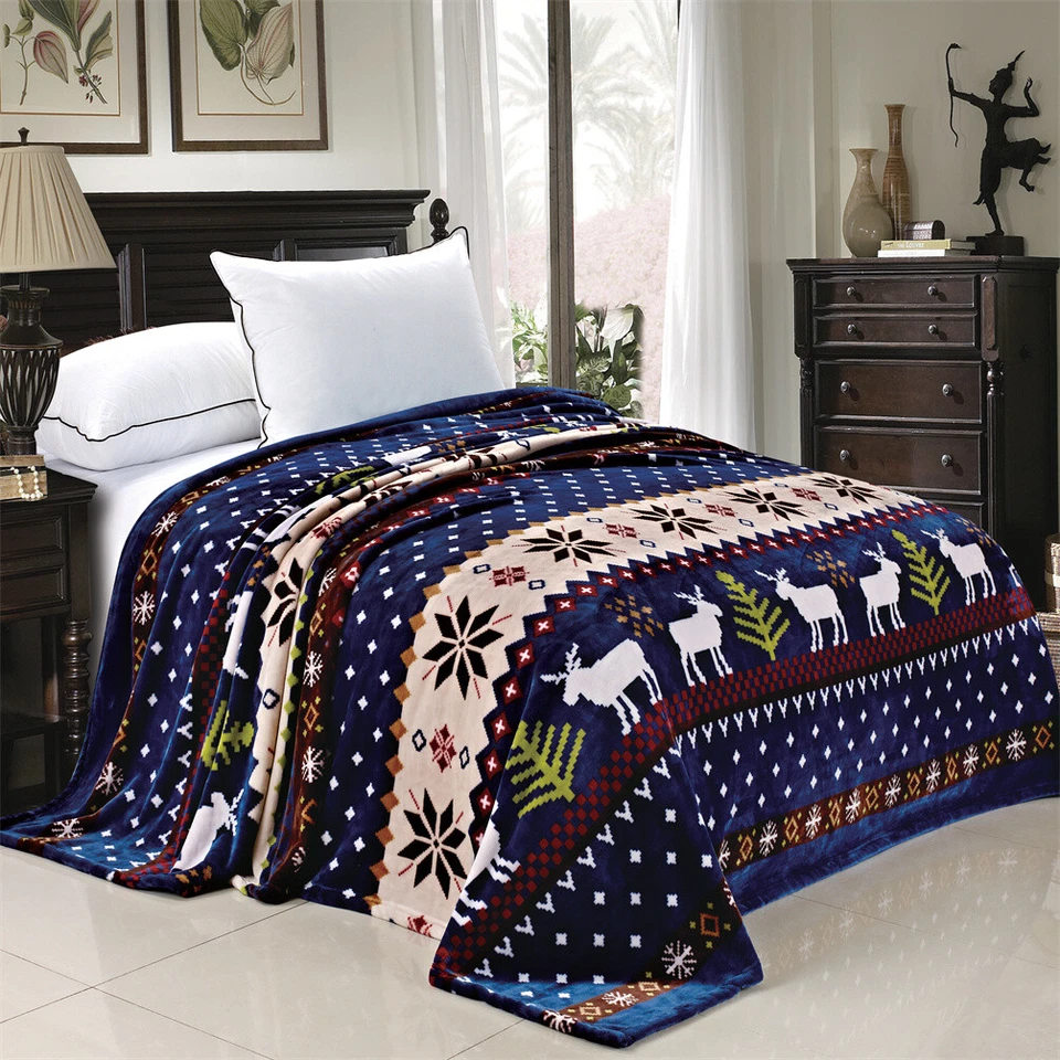 Christmas Flannel Fleece Blanket – Winter Warm Cozy Soft Snowflake & Deer Design - Image 3 of 4
