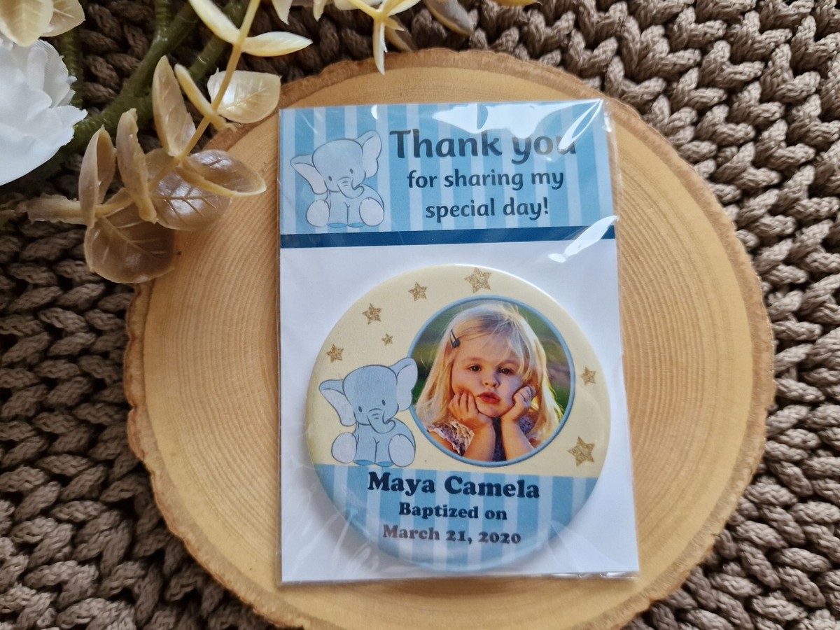 20/50pcs Baptism favors Fridge custom photo magnet Thank you