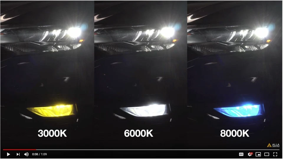 Alla Lighting LED 9006 车头灯灯泡,含三色选项,白色黄色 — 第 2/4 张图片