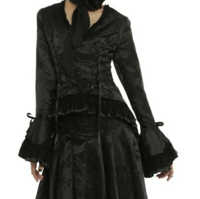 VICTORIAN VAMPIRE GOTHIC CORSET BROCADE TOP SPLIT TAIL COAT JACKET