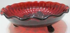 Vintage Anchor Hocking Glass Candy Dish Bowl Ruby Red 3 Toed Ribbed Star 6 3/4"