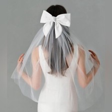 White Bow Veil With Attached Clip 🔥🔥💕💕 New