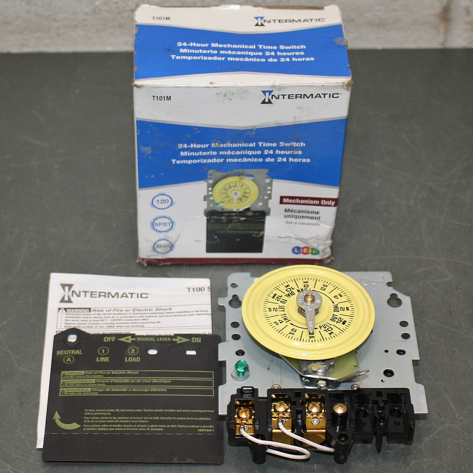 Intermatic Mechanical Timer T101M, 120V AC, SPST Switch Mechanism, for T100