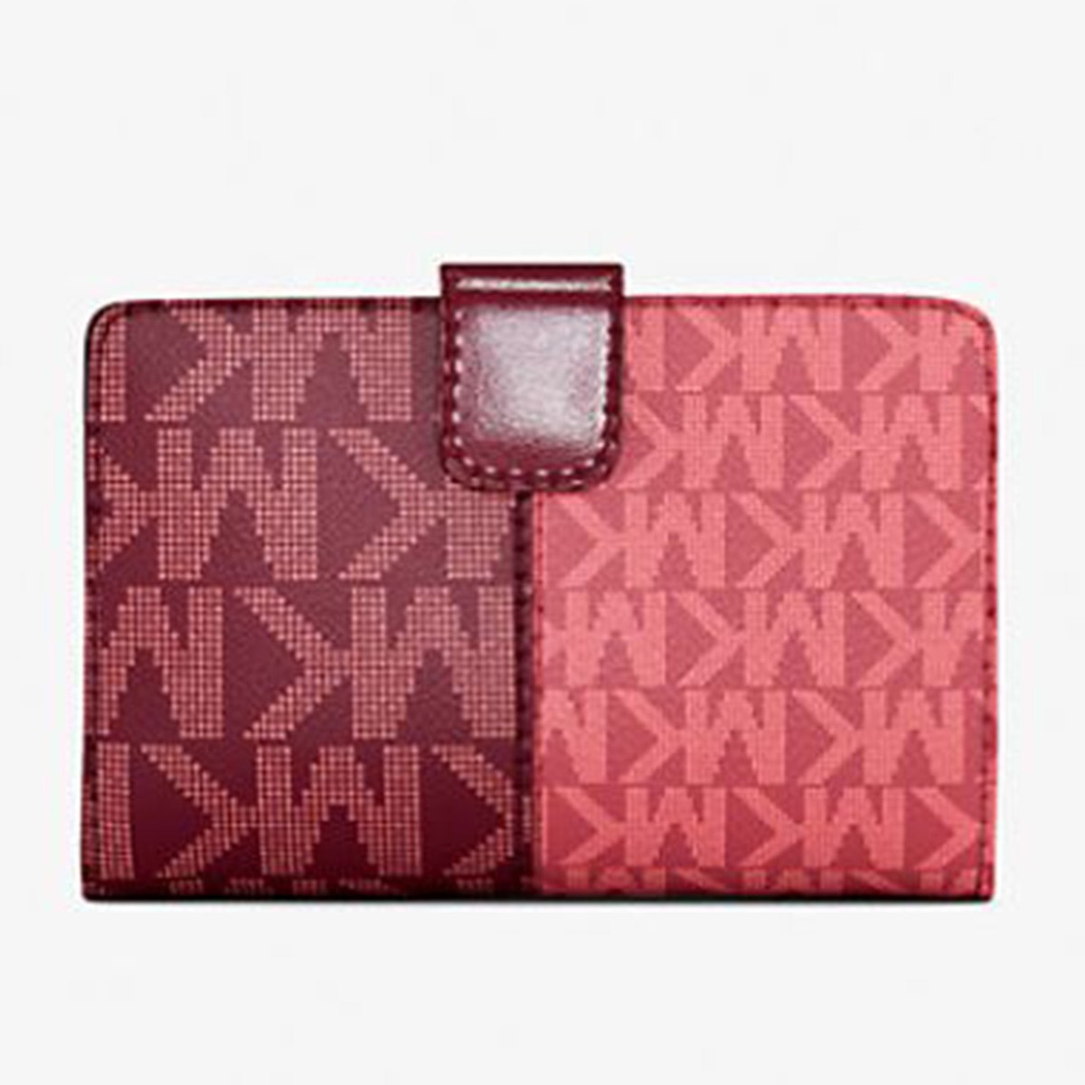 Michael Kors Jet Set Medium Two-Tone Logo Wallet Oxblood Multi