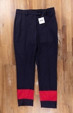  NO CUSTOMS TAX MOSCHINO navy blue  red wool pants Size 8 US / 42 IT authentic