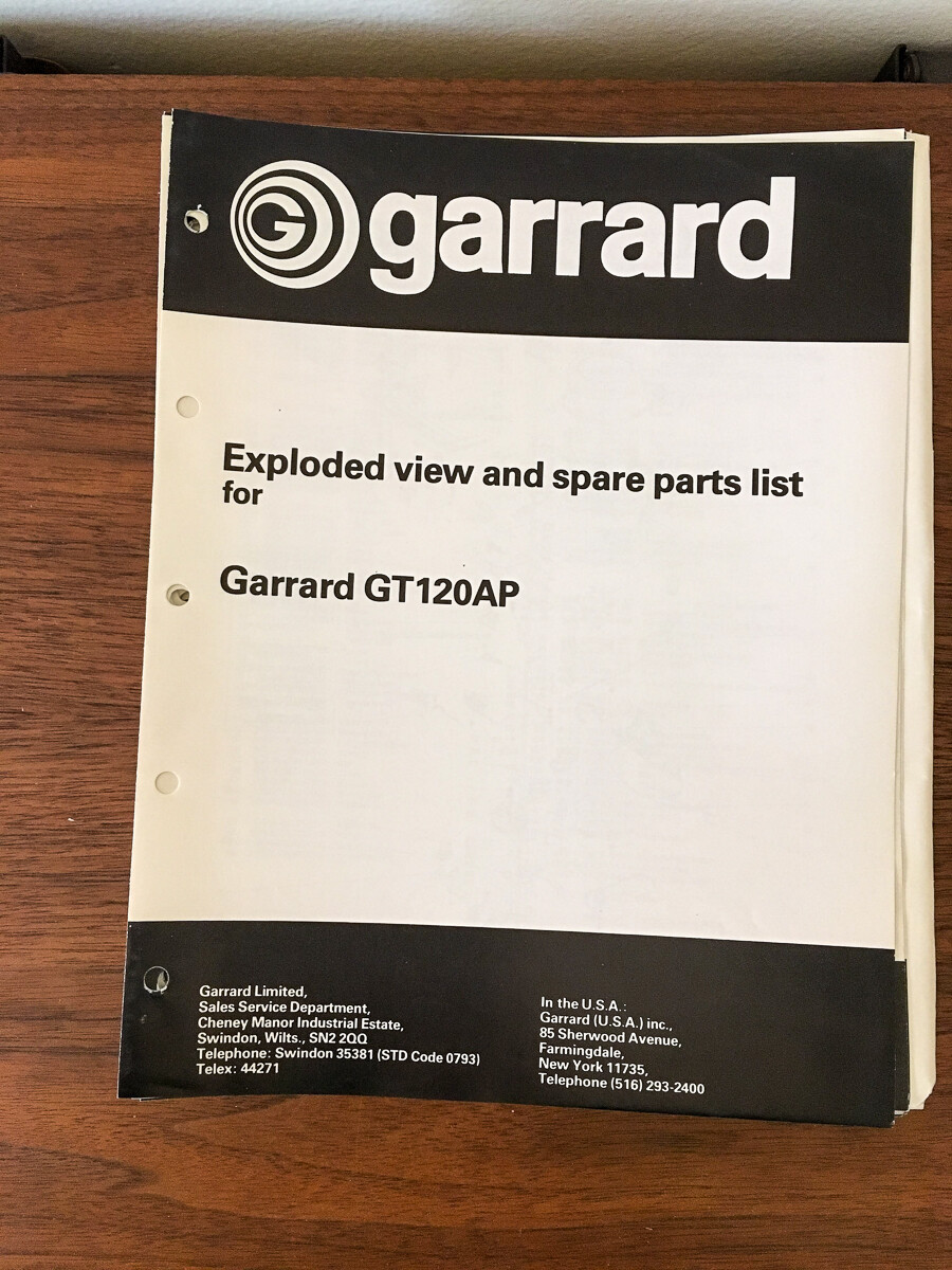Garrard GT120AP GT 120 AP Record Player / Turntable Service Manual *Original*