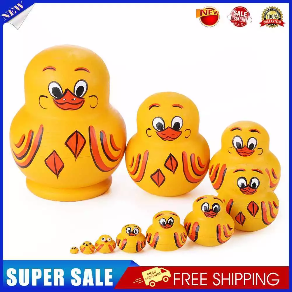 10 Layers Russian Nesting Dolls Toys Yellow Duck Matryoshka Dolls