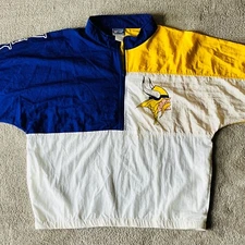 Vintage Apex-One Vikings Long Sleeve Lightweight 1/2 Zip Windbreaker Men Size L