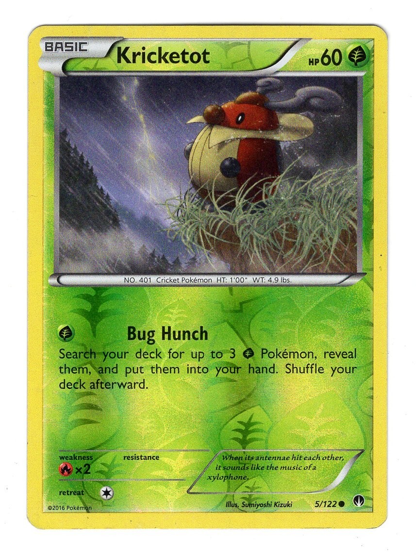 Pokemon TCG Kricketot XY BREAKpoint 5/122 Reverse Holo Common Card Played LP