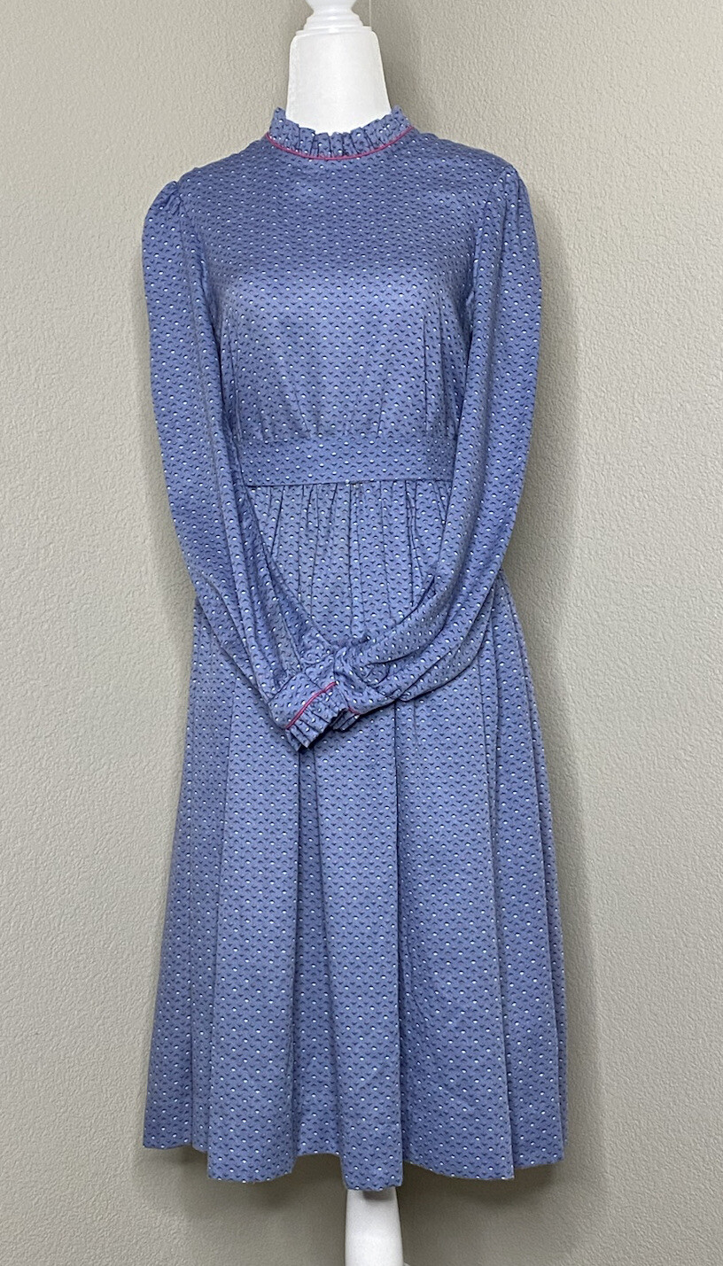 Abito cottagecore vintage anni '80 Yves Saint Laurent donna piccolo blu VEDI DESC.