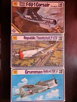 3@ OTAKI Kits T2-27  F6F-3 Hellcat / T2-28  F4U-1 Coursair / T2-29 - P47D Thnblt