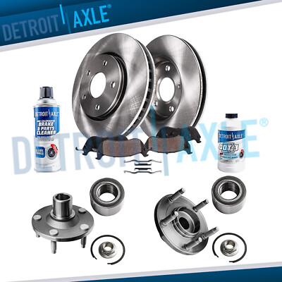 Front Wheel Hub + Disc Brake Rotors Pads - 2005-2012 Ford Escape Tribute Mariner