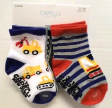 Capelli New York Baby Boys Ankle Socks Trucks/Stripes 6 Pr Multi-Color 3-12 Mo