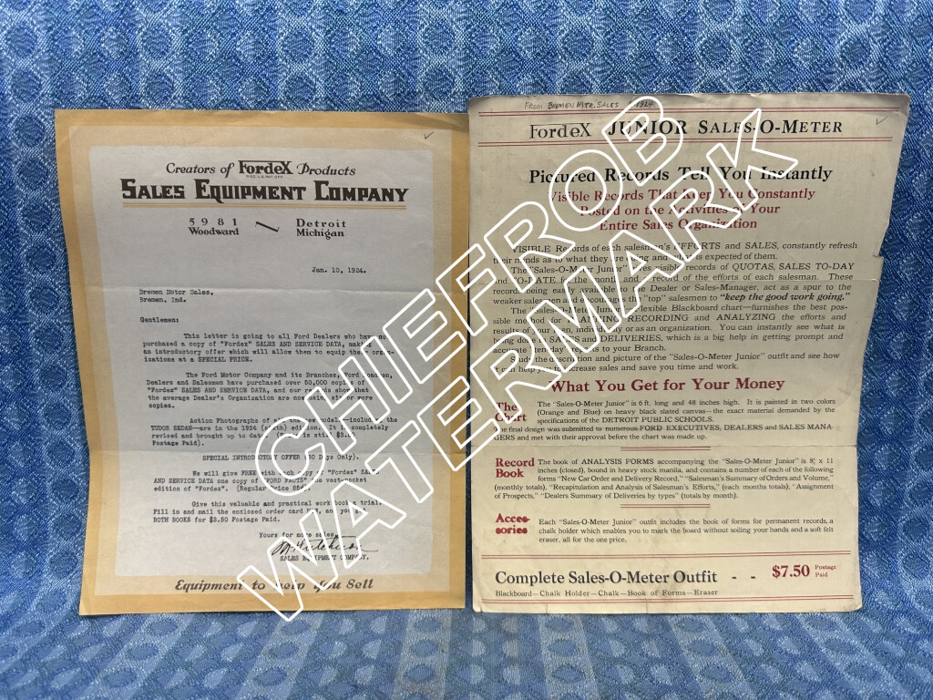 1924 Ford Model T Dealer Original Fordex Sales Letter &amp; Flyer - 3 