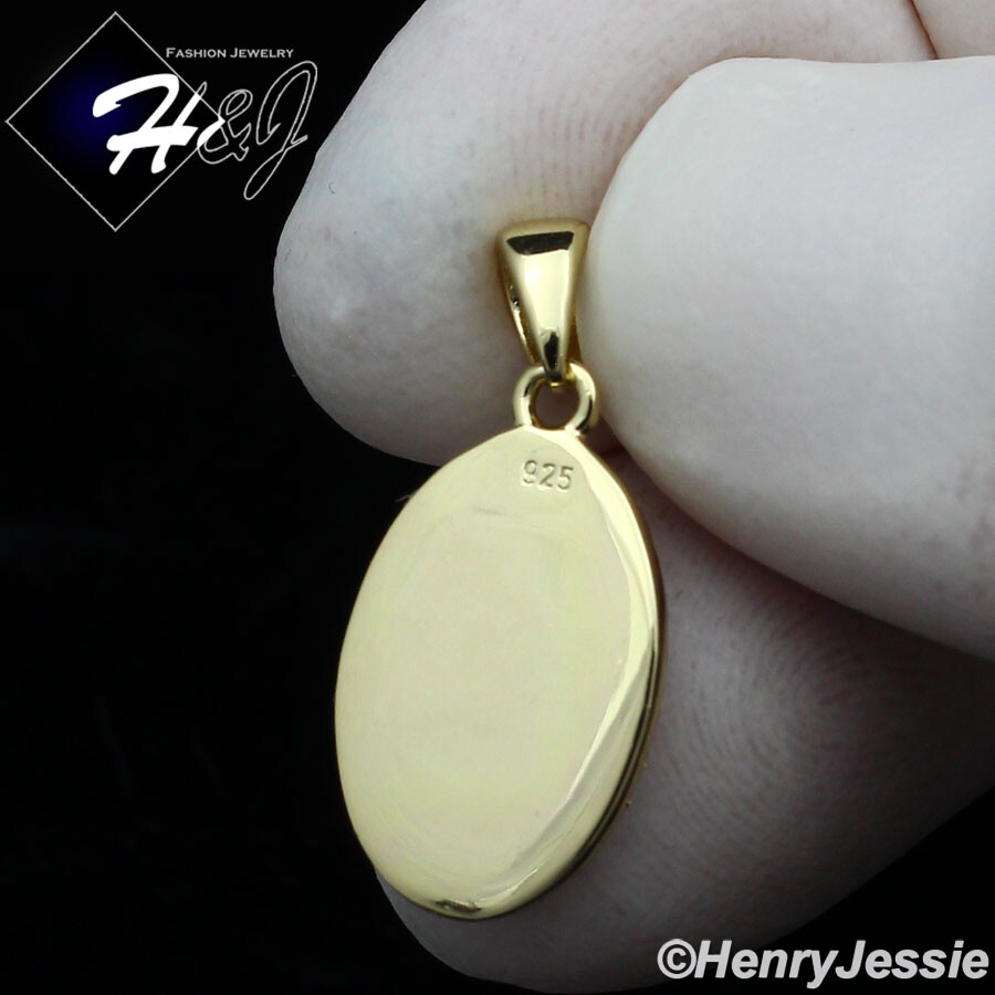 MEN WOMEN 925 STERLING SILVER SMALL PLAIN VIRGIN MARY GOLD PLATED ...
