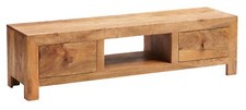 Dakota Light Mango Solid Wood Plasma TV Stand Media Unit with 2 Drawers & Shelf