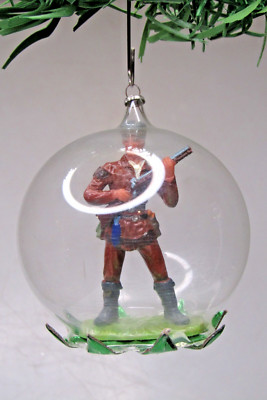Vintage Clear Glass Diorama THE DEERSLAYER Hunter Christmas Ornament Germany