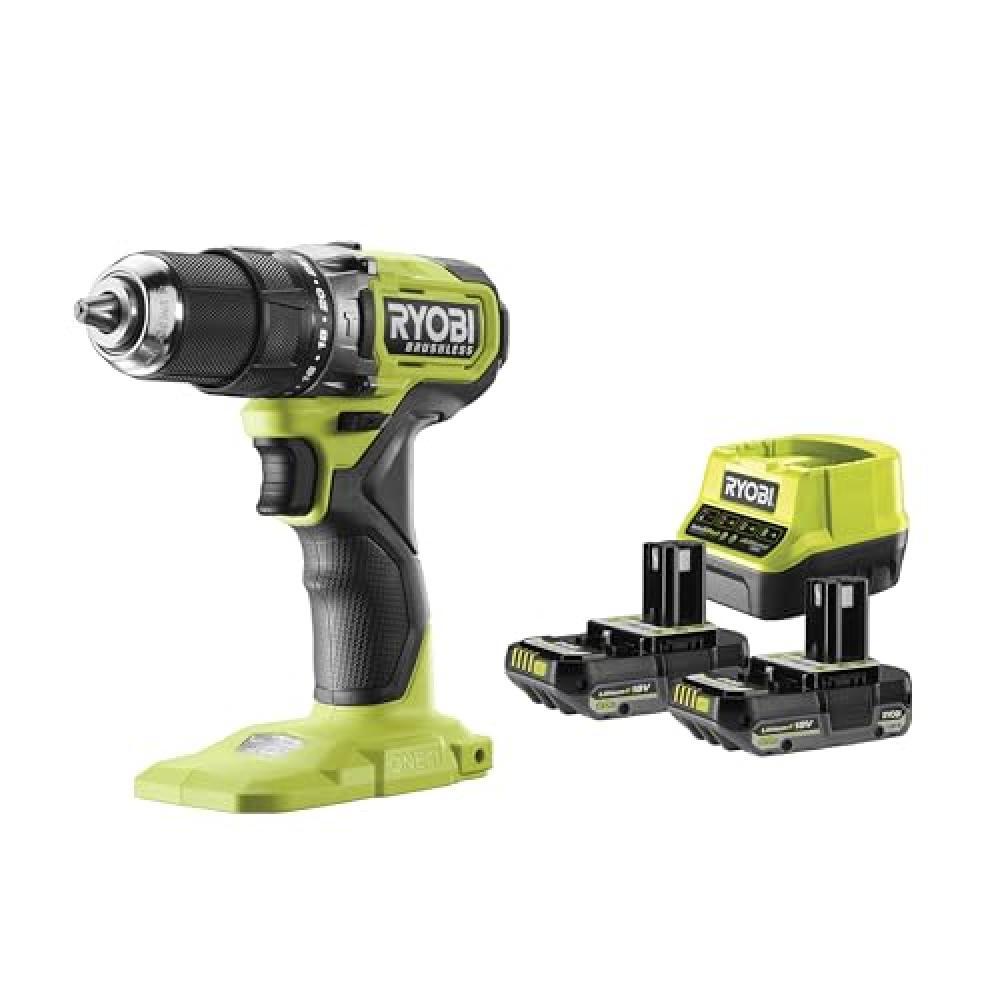 (TG. 1/2_pollice) Trapano Ryobi 18v RPD18bL1-2C20S con 2 batterie 2ah e caricato