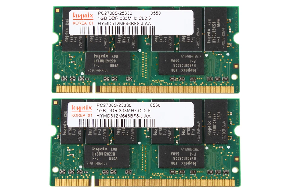 4X Hynix 1GB 2RX8 DDR 333MHz PC2700S 200PIN SO-DIMM Intel Laptop CPU Memory RAM - Image 2 of 4
