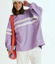 NEW FREE PEOPLE FP MOVEMENT SUMMER LILAC POST UP LAYER OVERSIZED SHIRT TOP SZ M