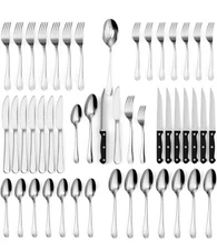 Tribal Cooking 48 Piece Silverware Set - Service for 8 - Stainless Steel Flatwar