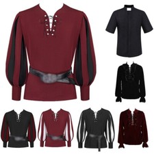 Men's Medieval Shirt Blouse Priest Clergy Pastor Minister Preacher Costumes Tops