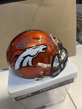 Broncos BILL ROMANOWSKI SIGNED RIDDELL flash HELMET SUPER BOWL Champs Blue Bas
