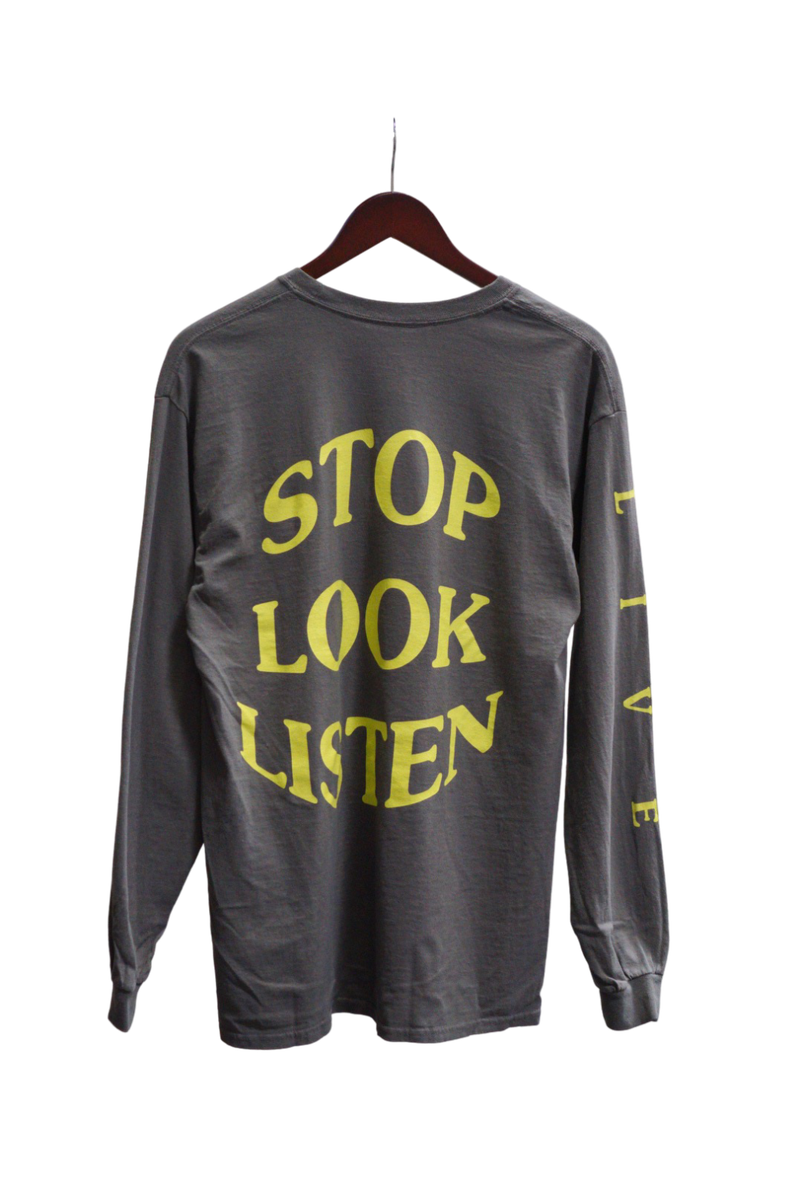 Travis Scott Stop Look Listen Long Sleeve Grey Tee (93665-367