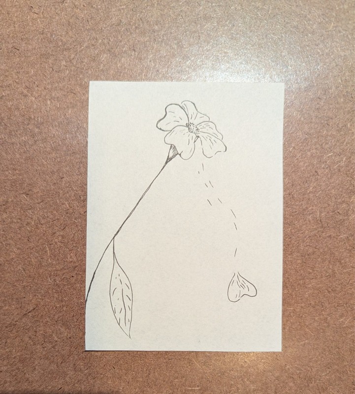 aceo atc (art trading card) original drawing ink flower illustration 2.5"x3.5"