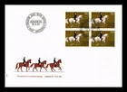 SWITZERLAND 1982 DRESSAGE RIDING HORSES STAMP BLOCK OFFICIAL CACHET FDC UNADDR