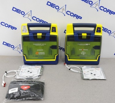 Lot of 2 Cardiac Science Powerheart AED G3 W/ Training Pads EXP. 2021-06-28