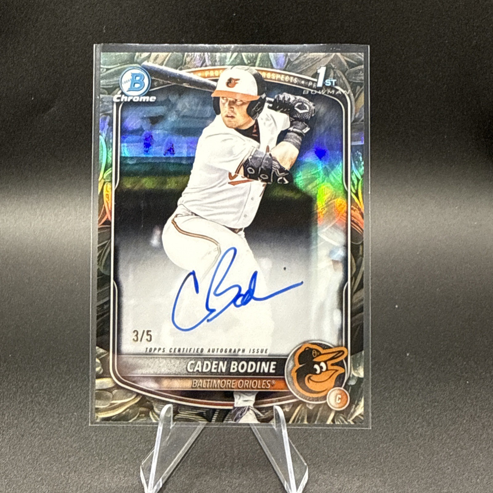 Caden Bodine 2025 Bowman Draft Snack Pack Sunflower Seeds Refractor Auto 3/5