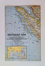 Vintage National Geographic Map Supplement: Southeast Asia, May 1961