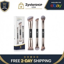 KINGMAS Foundation Concealer Contour Brush Set - 3Pcs Dual-Ended Brush