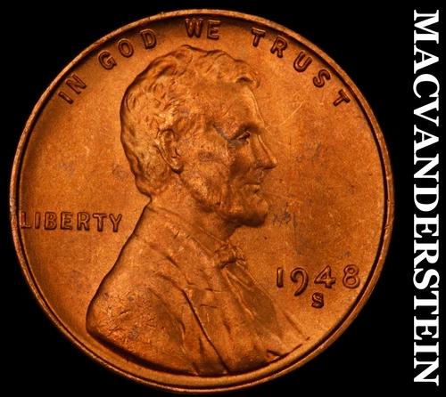 1948-S Lincoln Cent- Red- Choice Gem Brilliant Uncirculated++++ Luster #J2221