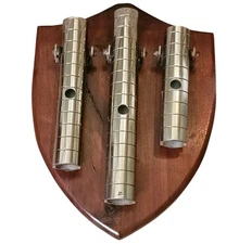 Antique J.C. Deagan 3 Tone Wall Mount Military Dinner Call Bell Nickel Pl Chimes