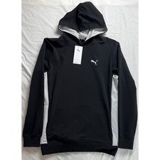 Puma Mens ESS Dynamic Hoodie Black Grey Mesh Pullover Sweatshirt Small