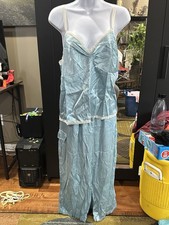 Victoria's Secret Satin Long pajama set blue Large