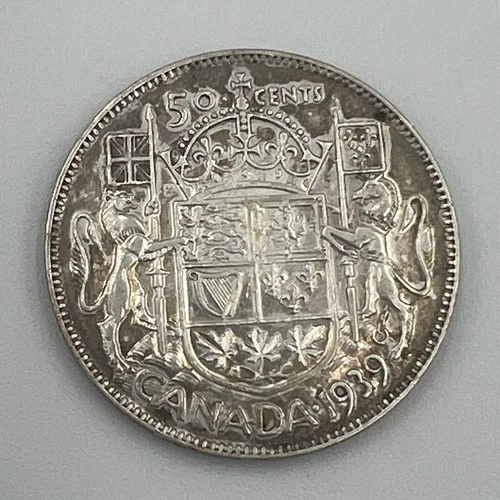 1939 Canada 🇨🇦 50 Cents Canadian Half Dollar XF Toned